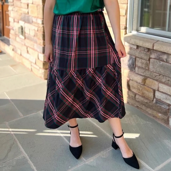 Plaid Midi Skirt - Picture 1 of 7